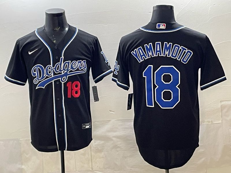 Men 2026 Nike Los Angeles Dodgers #18 Yamamoto Black Game MLB Jersey 033